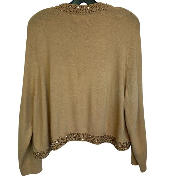 INC NWT Womens Gold Beaded Open Cardigan Sweater 1X Quiet Luxury Glam Party Y2K - Picture 2 of 11